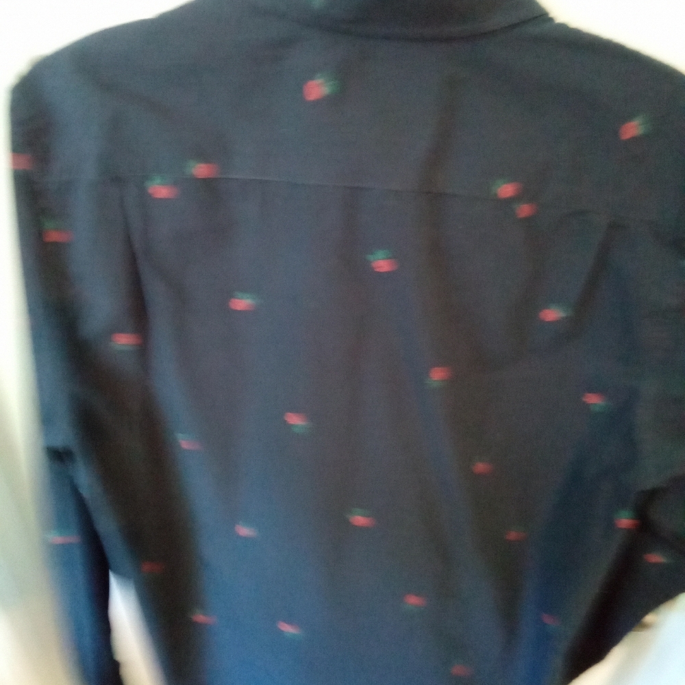 Navy Good Threads Size M Button Down with Roses - Picture 7 of 8
